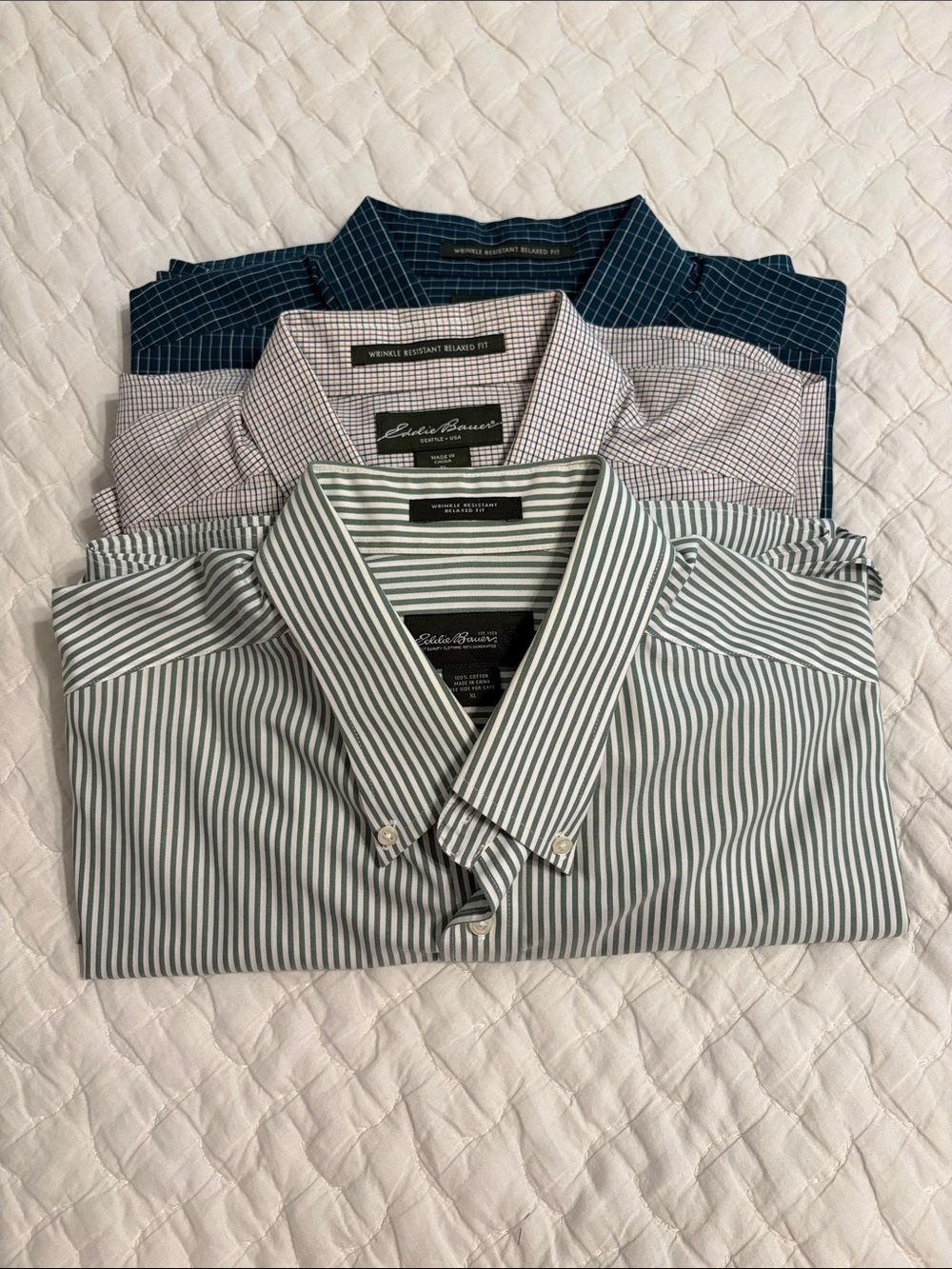 3 Pack Eddie Bauer Men’s XL Relaxed Fit Long Sleeve Button down Shirts